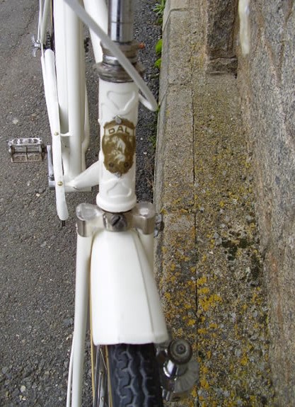 detalle del frente de la bicicleta de los carteros restaurada